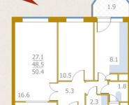 2-комнатная квартира площадью 50.4 кв.м, Народного Ополчения ул., 2 | цена 5 200 000 руб. | www.metrprice.ru