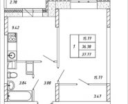 1-комнатная квартира площадью 37.77 кв.м, жилой комплекс Внуково 2017, к15 | цена 4 201 912 руб. | www.metrprice.ru