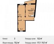 2-комнатная квартира площадью 72.2 кв.м,  | цена 5 068 440 руб. | www.metrprice.ru