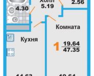 1-комнатная квартира площадью 47.3 кв.м, Молодежная ул., 78 | цена 5 138 000 руб. | www.metrprice.ru