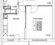 1-комнатная квартира площадью 40.2 кв.м, 2-я Муравская, корп.8 | цена 4 800 684 руб. | www.metrprice.ru