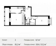 2-комнатная квартира площадью 81.2 кв.м, Фруктовая ул., 1К1 | цена 11 137 027 руб. | www.metrprice.ru