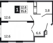 1-комнатная квартира площадью 35.6 кв.м, Северное ш., 4 | цена 1 982 920 руб. | www.metrprice.ru