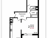 2-комнатная квартира площадью 60.4 кв.м, Шестая, 3 | цена 4 003 408 руб. | www.metrprice.ru