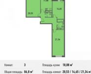 3-комнатная квартира площадью 86.8 кв.м, Белорусская ул., 10 | цена 5 598 600 руб. | www.metrprice.ru