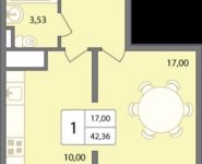 1-комнатная квартира площадью 42.4 кв.м,  | цена 2 623 948 руб. | www.metrprice.ru
