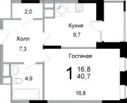 1-комнатная квартира площадью 40 кв.м, Барышевская Роща ул., К15 | цена 4 017 079 руб. | www.metrprice.ru