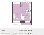 1-комнатная квартира площадью 32.72 кв.м,  | цена 3 033 144 руб. | www.metrprice.ru