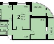 2-комнатная квартира площадью 61.14 кв.м, 5-й микрорайон, 18 | цена 3 325 405 руб. | www.metrprice.ru