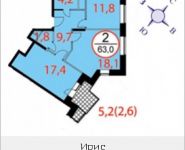 2-комнатная квартира площадью 63 кв.м, Фасадная, 2 | цена 4 662 000 руб. | www.metrprice.ru