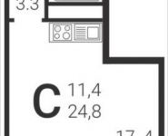 1-комнатная квартира площадью 24.8 кв.м,  | цена 3 279 700 руб. | www.metrprice.ru