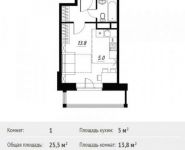 1-комнатная квартира площадью 25.5 кв.м, Липовая ул., ДВЛ3 | цена 2 259 142 руб. | www.metrprice.ru