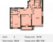 2-комнатная квартира площадью 74.2 кв.м, Акуловская улица, 23 | цена 13 750 714 руб. | www.metrprice.ru