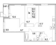 3-комнатная квартира площадью 77.2 кв.м, 2-я Муравская | цена 11 050 099 руб. | www.metrprice.ru