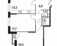 2-комнатная квартира площадью 63.4 кв.м,  | цена 10 001 350 руб. | www.metrprice.ru