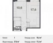 1-комнатная квартира площадью 37.8 кв.м, Северный кв-л, 19 | цена 2 608 200 руб. | www.metrprice.ru