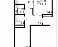 2-комнатная квартира площадью 53.3 кв.м, проспект Астрахова, 2 | цена 4 690 400 руб. | www.metrprice.ru