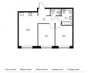 2-комнатная квартира площадью 53.6 кв.м,  | цена 4 679 280 руб. | www.metrprice.ru