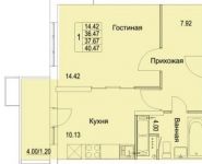 1-комнатная квартира площадью 40 кв.м, Муравская 2-я ул. | цена 4 505 262 руб. | www.metrprice.ru
