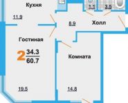 2-комнатная квартира площадью 60.7 кв.м, проезд Речной, д.28к4 | цена 3 702 700 руб. | www.metrprice.ru