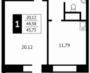 1-комнатная квартира площадью 45.8 кв.м, Клубная, 13 | цена 4 692 668 руб. | www.metrprice.ru