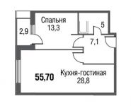 1-комнатная квартира площадью 55.7 кв.м, Серебрякова пр. | цена 9 909 392 руб. | www.metrprice.ru