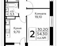 2-комнатная квартира площадью 54.3 кв.м, д.Столбово, уч.40/2, корп.7 | цена 4 699 665 руб. | www.metrprice.ru