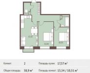 2-комнатная квартира площадью 58.9 кв.м, Калинина ул, 8 | цена 4 423 390 руб. | www.metrprice.ru