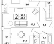 2-комнатная квартира площадью 64.03 кв.м, Рязанский проспект, 2, корп.5 | цена 9 848 198 руб. | www.metrprice.ru