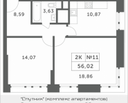 2-комнатная квартира площадью 56.02 кв.м, Мякининское шоссе, 3 | цена 4 722 486 руб. | www.metrprice.ru
