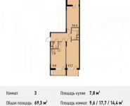 3-комнатная квартира площадью 69.5 кв.м, Ситникова ул., 1 | цена 5 758 075 руб. | www.metrprice.ru