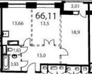 2-комнатная квартира площадью 67 кв.м,  | цена 12 952 932 руб. | www.metrprice.ru