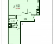 2-комнатная квартира площадью 60.7 кв.м, Шестая ул., 15 | цена 4 023 064 руб. | www.metrprice.ru