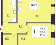 1-комнатная квартира площадью 47.4 кв.м, Хорошёвская 3-я улица, д.8 | цена 8 769 000 руб. | www.metrprice.ru