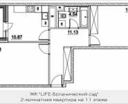 2-комнатная квартира площадью 64.21 кв.м, Лазоревый пр., 3, корп.5 | цена 15 363 526 руб. | www.metrprice.ru