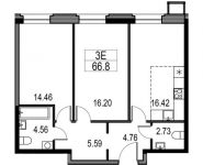 3-комнатная квартира площадью 66.8 кв.м, Мнёвники улица, д.5 | цена 10 667 960 руб. | www.metrprice.ru