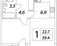 1-комнатная квартира площадью 39.4 кв.м, Тагильская улица, 4с22 | цена 4 695 594 руб. | www.metrprice.ru