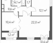 2-комнатная квартира площадью 61 кв.м, Вешняковская улица, 10с2 | цена 10 270 500 руб. | www.metrprice.ru