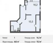 1-комнатная квартира площадью 48.5 кв.м, Ивановская ул., 1 | цена 3 518 190 руб. | www.metrprice.ru