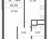 1-комнатная квартира площадью 36 кв.м, Мякининское шоссе, 3 | цена 3 207 600 руб. | www.metrprice.ru