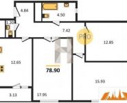 3-комнатная квартира площадью 78.9 кв.м, Новотушинская ул. | цена 6 653 130 руб. | www.metrprice.ru