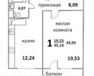 1-комнатная квартира площадью 45 кв.м, Народная ул., 23 | цена 3 418 954 руб. | www.metrprice.ru