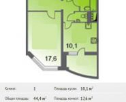 1-комнатная квартира площадью 44.4 кв.м, Героев пр-кт, 8 | цена 3 399 400 руб. | www.metrprice.ru