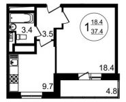 1-комнатная квартира площадью 37.4 кв.м,  | цена 3 600 000 руб. | www.metrprice.ru