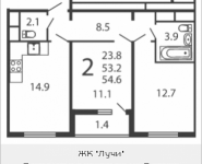 2-комнатная квартира площадью 54.62 кв.м, Производственная, 6, корп.5 | цена 6 331 004 руб. | www.metrprice.ru