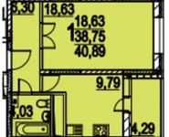 1-комнатная квартира площадью 40 кв.м, Новотушинская ул., 3 | цена 3 716 451 руб. | www.metrprice.ru