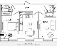 2-комнатная квартира площадью 55.4 кв.м, Рязанский проспект, 2, корп.М2 | цена 9 288 641 руб. | www.metrprice.ru