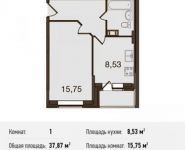 1-комнатная квартира площадью 37.9 кв.м, Центральная ул., ДВЛ1Б | цена 2 329 005 руб. | www.metrprice.ru