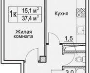 1-комнатная квартира площадью 37.4 кв.м,  | цена 1 700 000 руб. | www.metrprice.ru