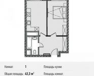 1-комнатная квартира площадью 43.3 кв.м, Береговой пр., ВЛ5 | цена 8 443 500 руб. | www.metrprice.ru
